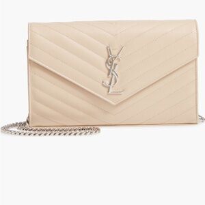 Saint Laurent Monogramme Quilted Leather Wallet on Chain